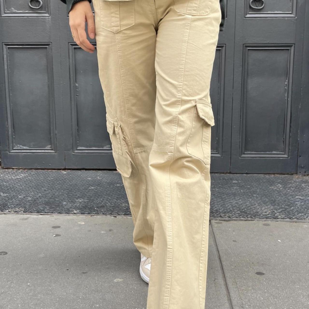 brandy melville kim pants / cargos in khaki beige Depop
