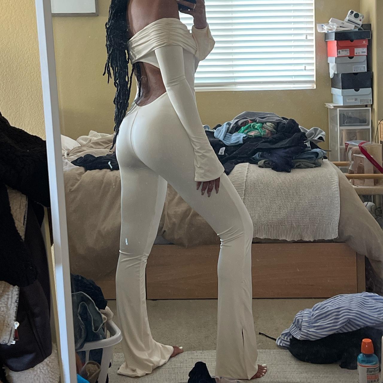 Oh Polly Women's Cream Jumpsuit Depop