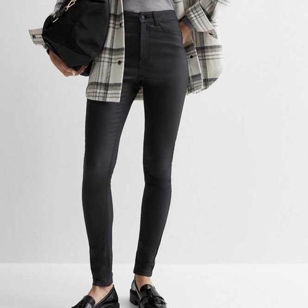 Black Coated Leather-Look Lift & Shape Jenna Skinny - Depop