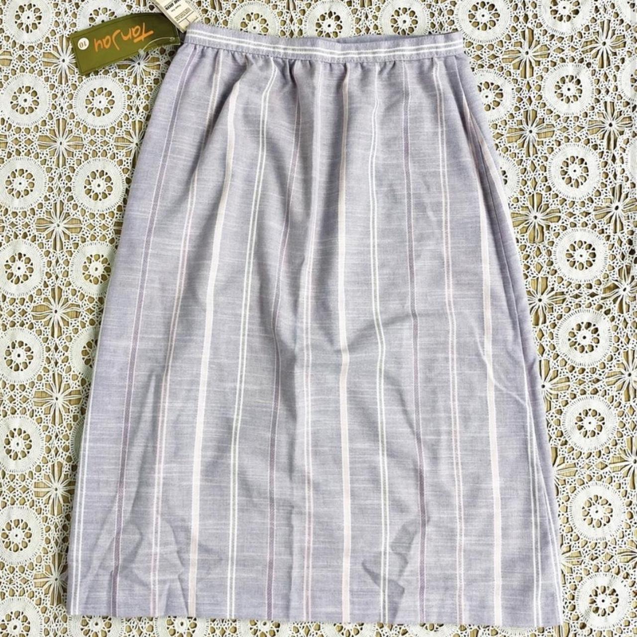 Vintage Striped Linen Lavender Aline Side Button...