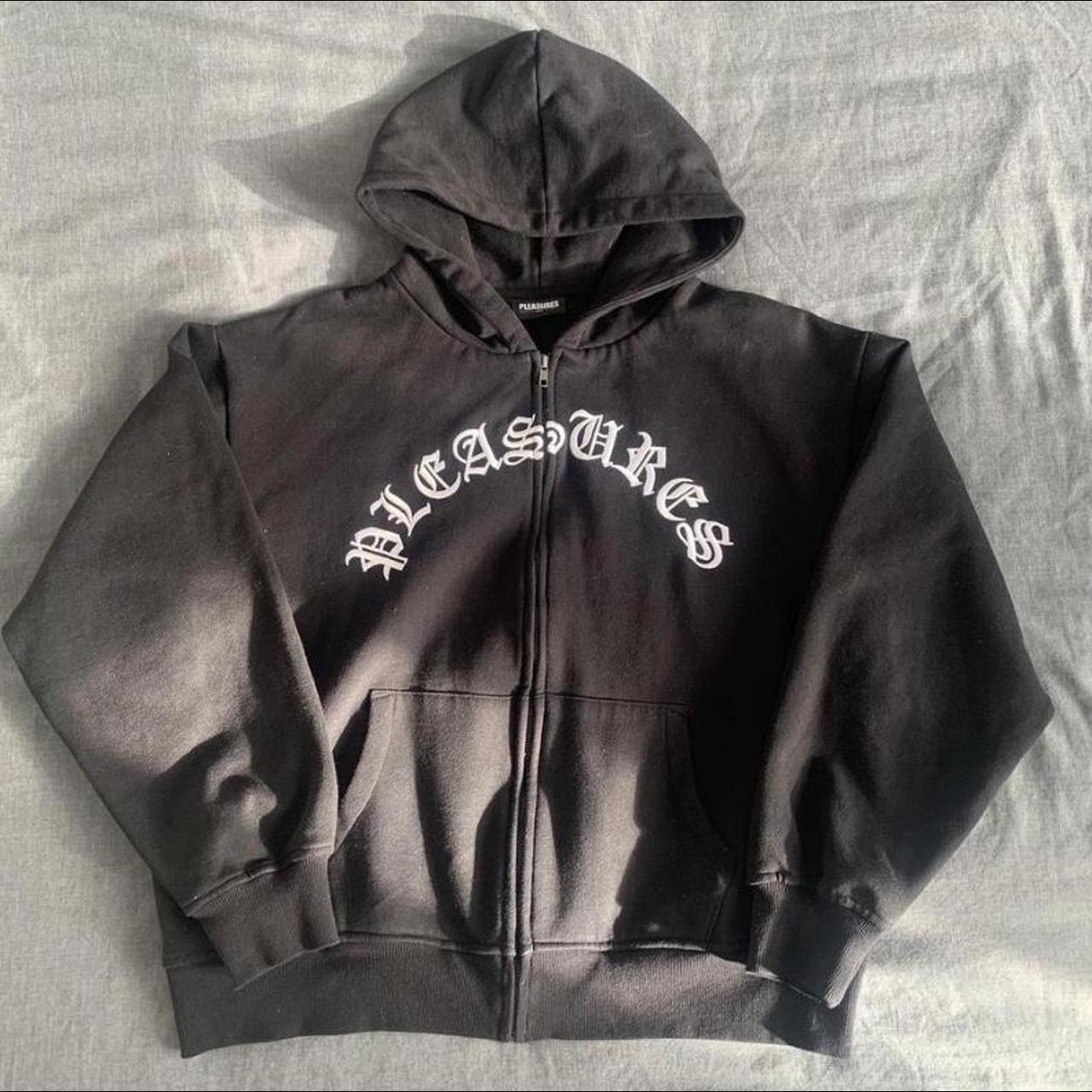 Pleasures Men's Black and White Hoodie | Depop