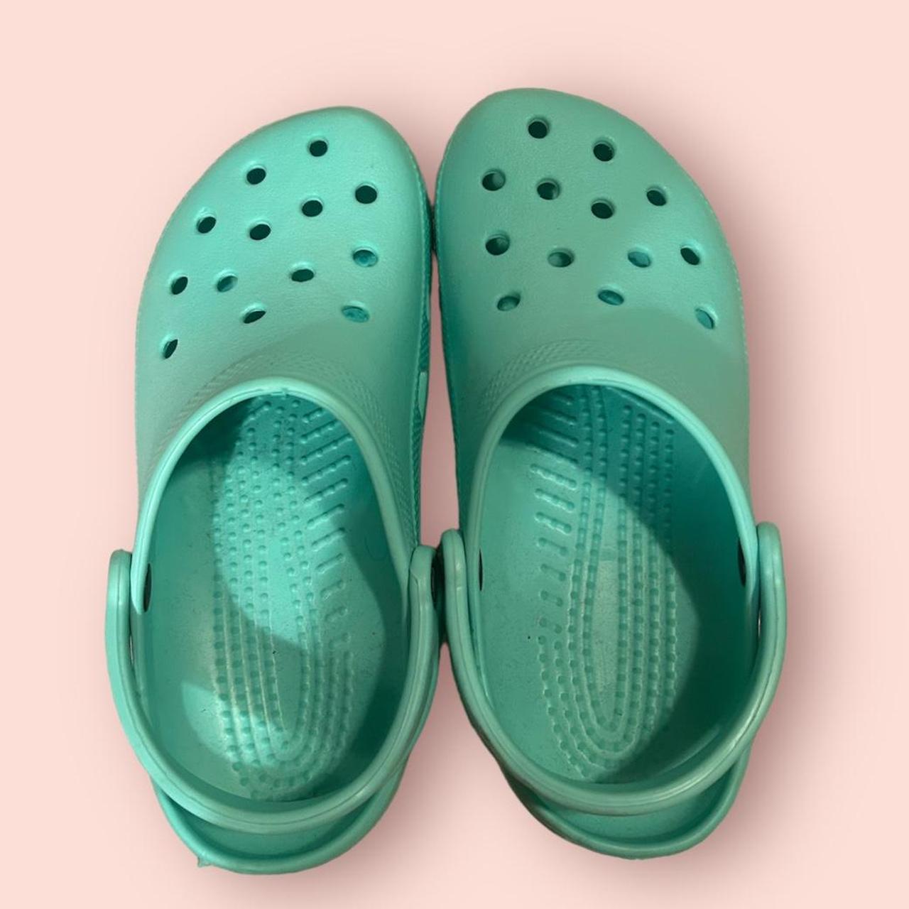 pretty Tiffany blue color crocs , woman’s size 9, in... - Depop