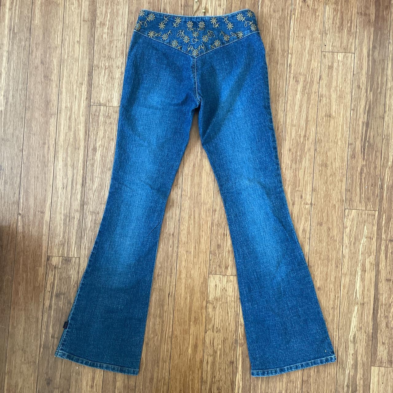 RARE Mudd flare lace up jeans with floral... - Depop