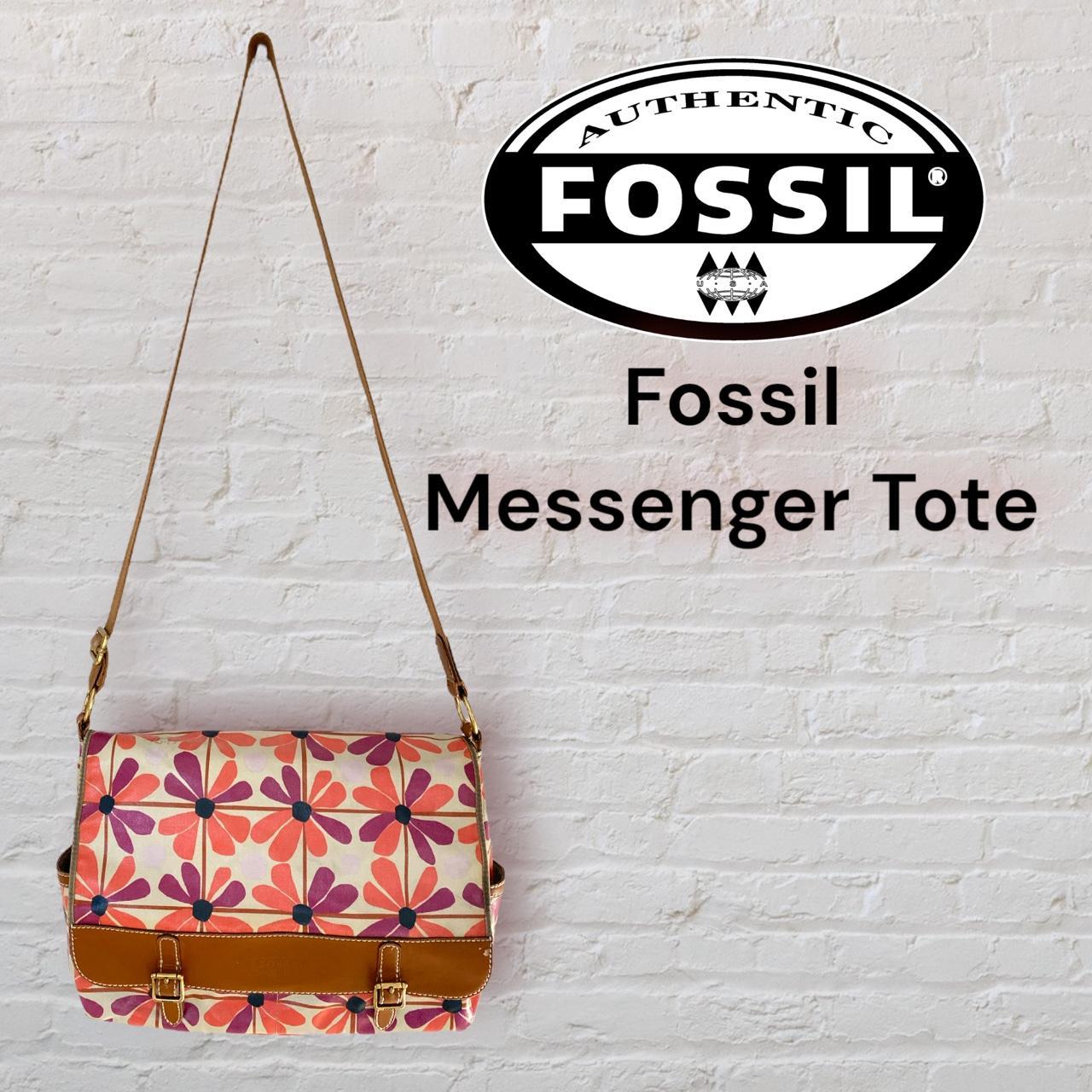 Fossil Messenger Bag Tote In Bright Coral & Purple... Depop