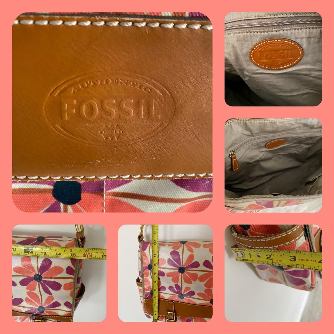 Fossil Messenger Bag Tote In Bright Coral & Purple... Depop