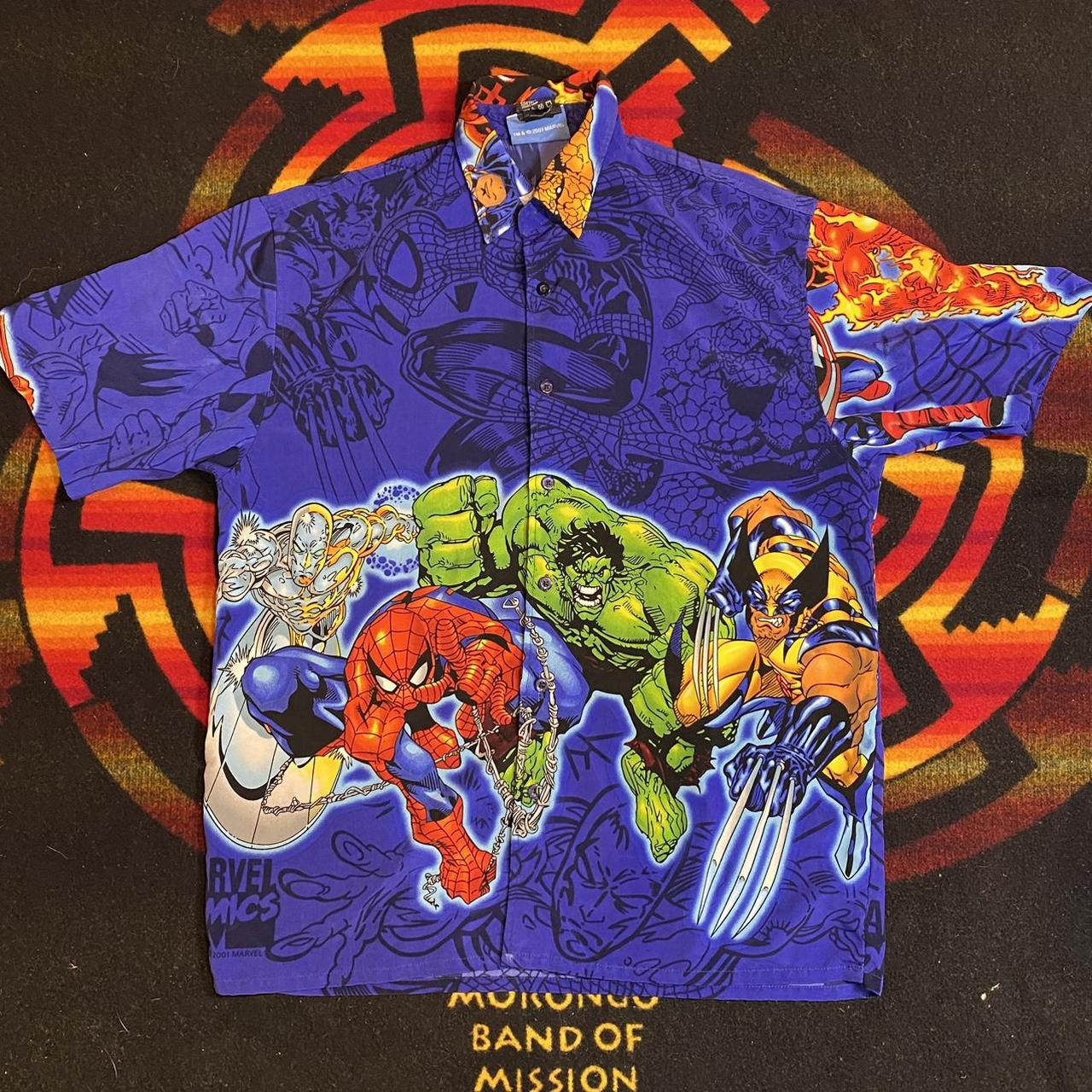 Vintage Mens Marvel Comics button store shirt