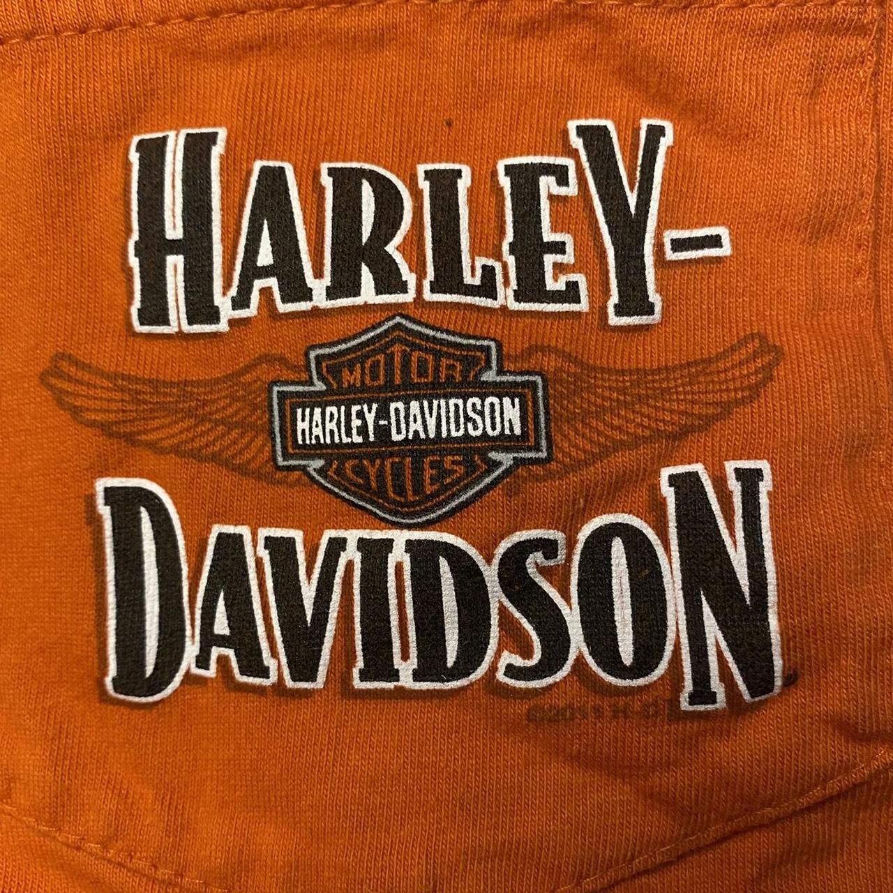 Harley Davidson Men's Orange and Black T-shirt | Depop