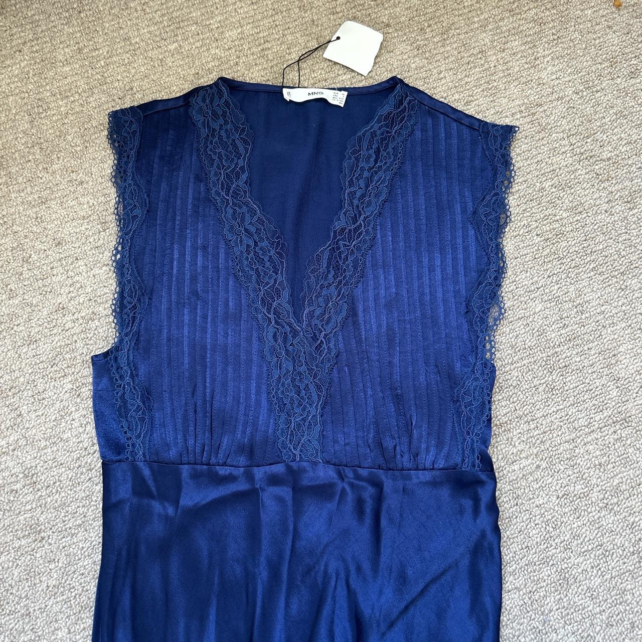 Stunning blue satin maxi dress from Mango Bought a... - Depop