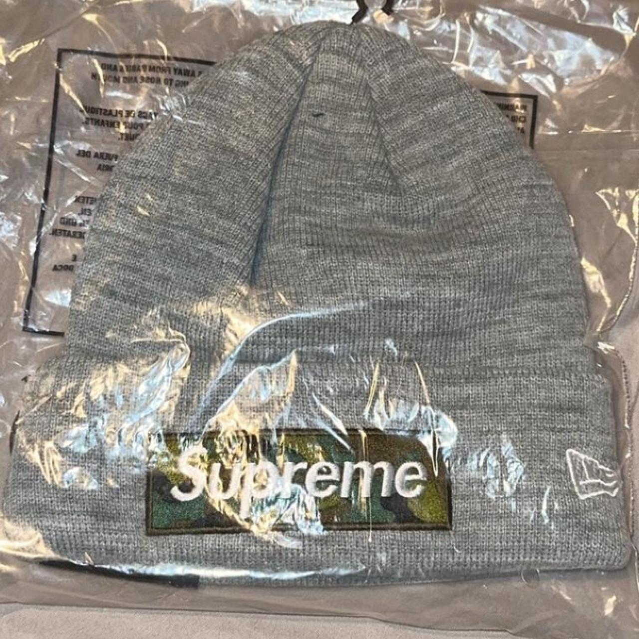 Supreme box logo new era beanie Heather grey Dead... - Depop