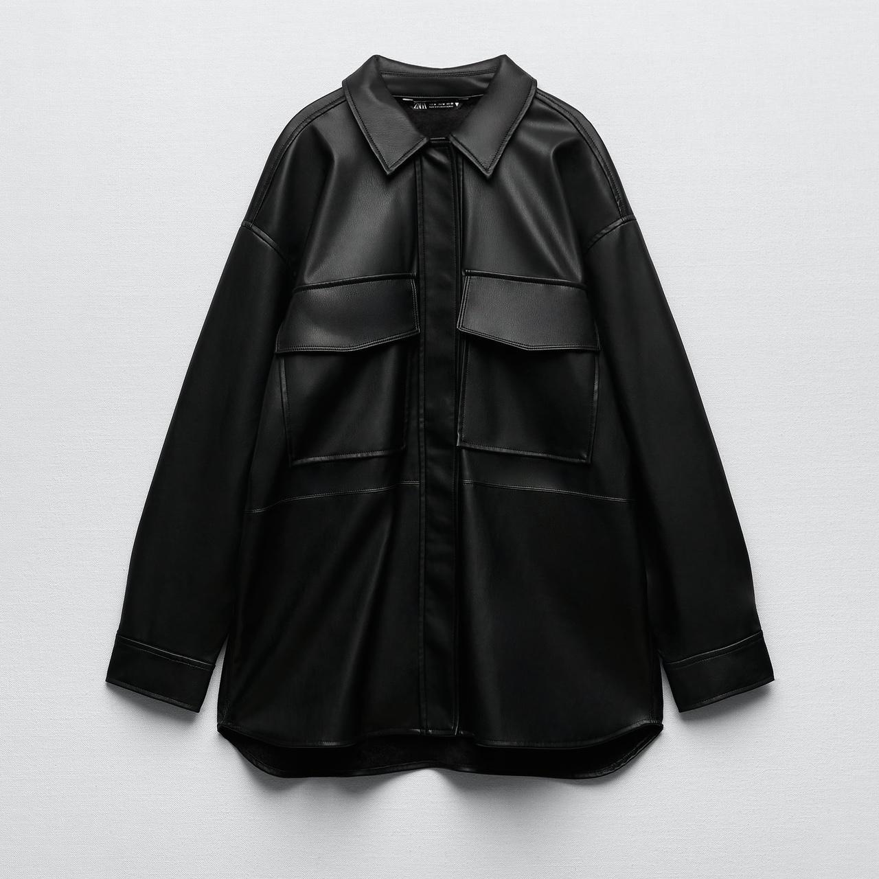 Zara Faux Leather Shirt With Pockets