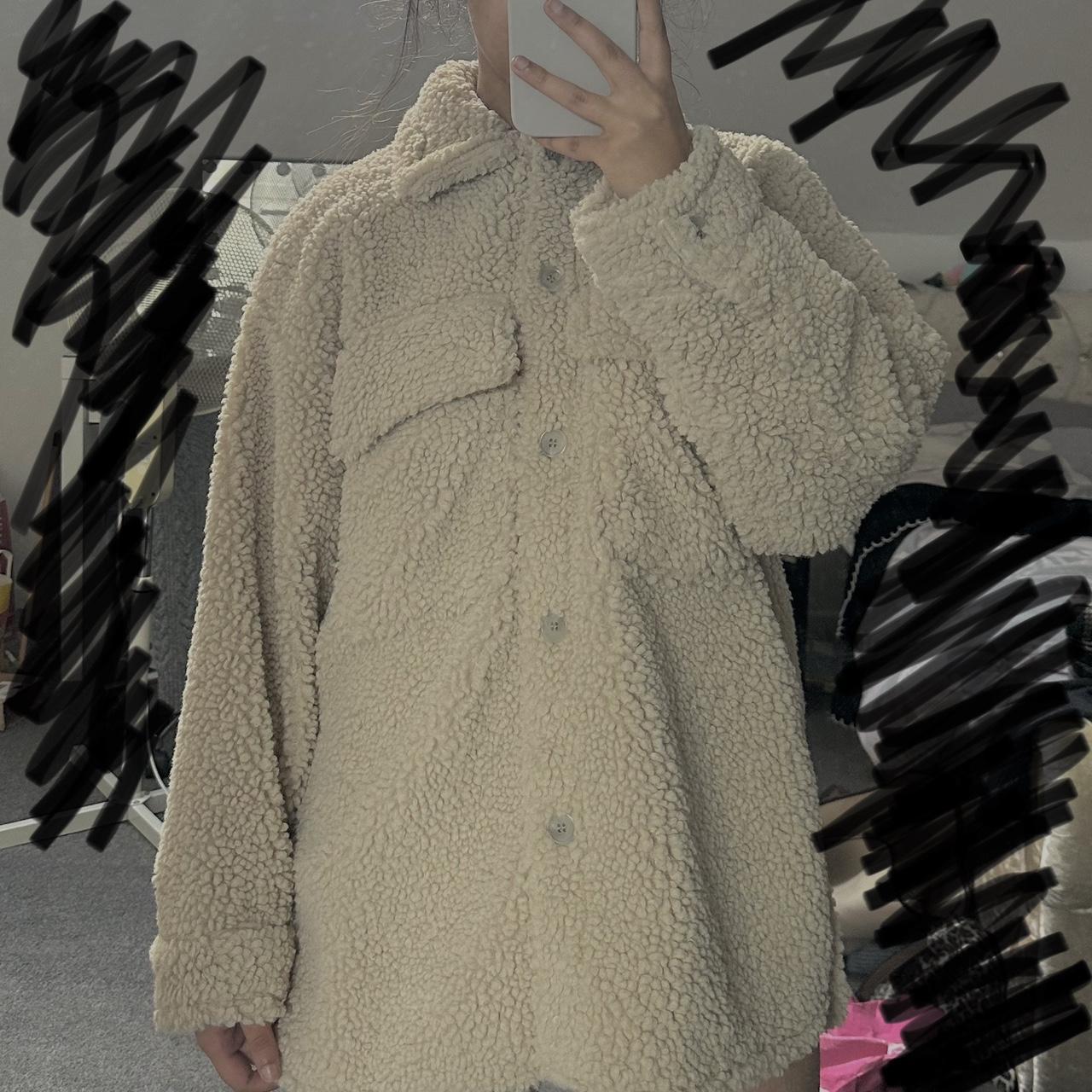 H&M faux shearling shacket in cream/beige✨, - Main Image