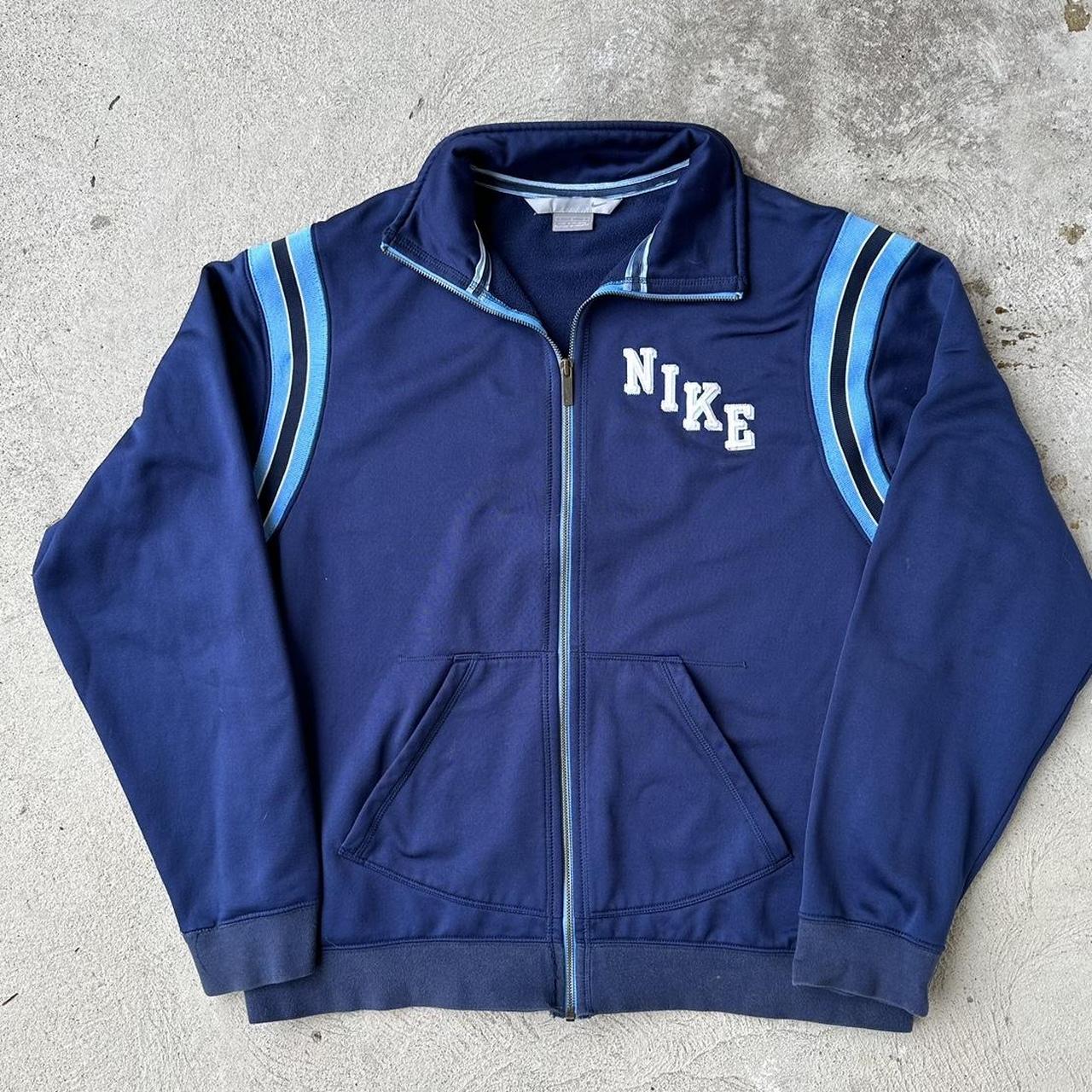 Nike Men's Navy and Blue Jacket Depop