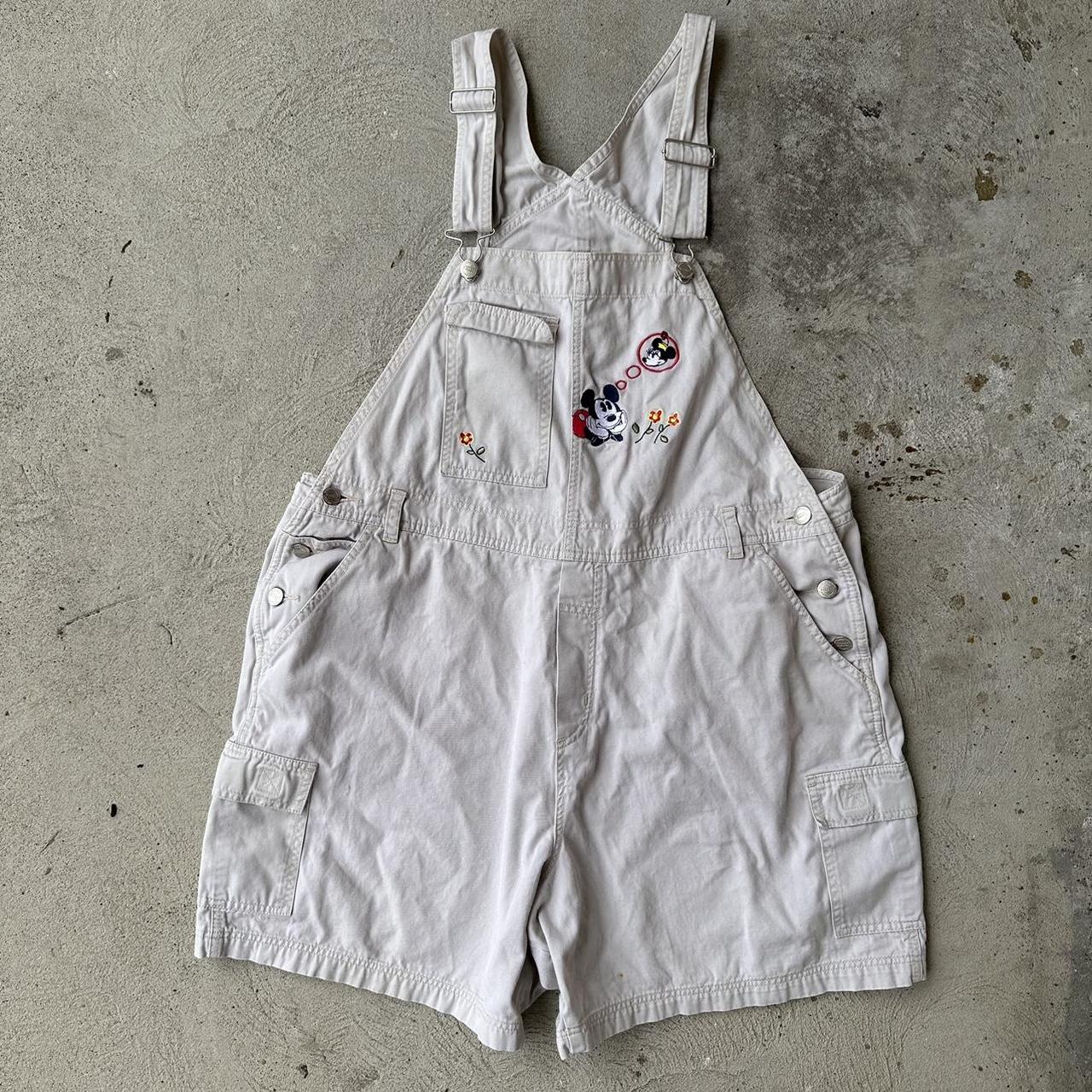 Mickey Unlimited Women's Cream and White Dungareesoveralls Depop