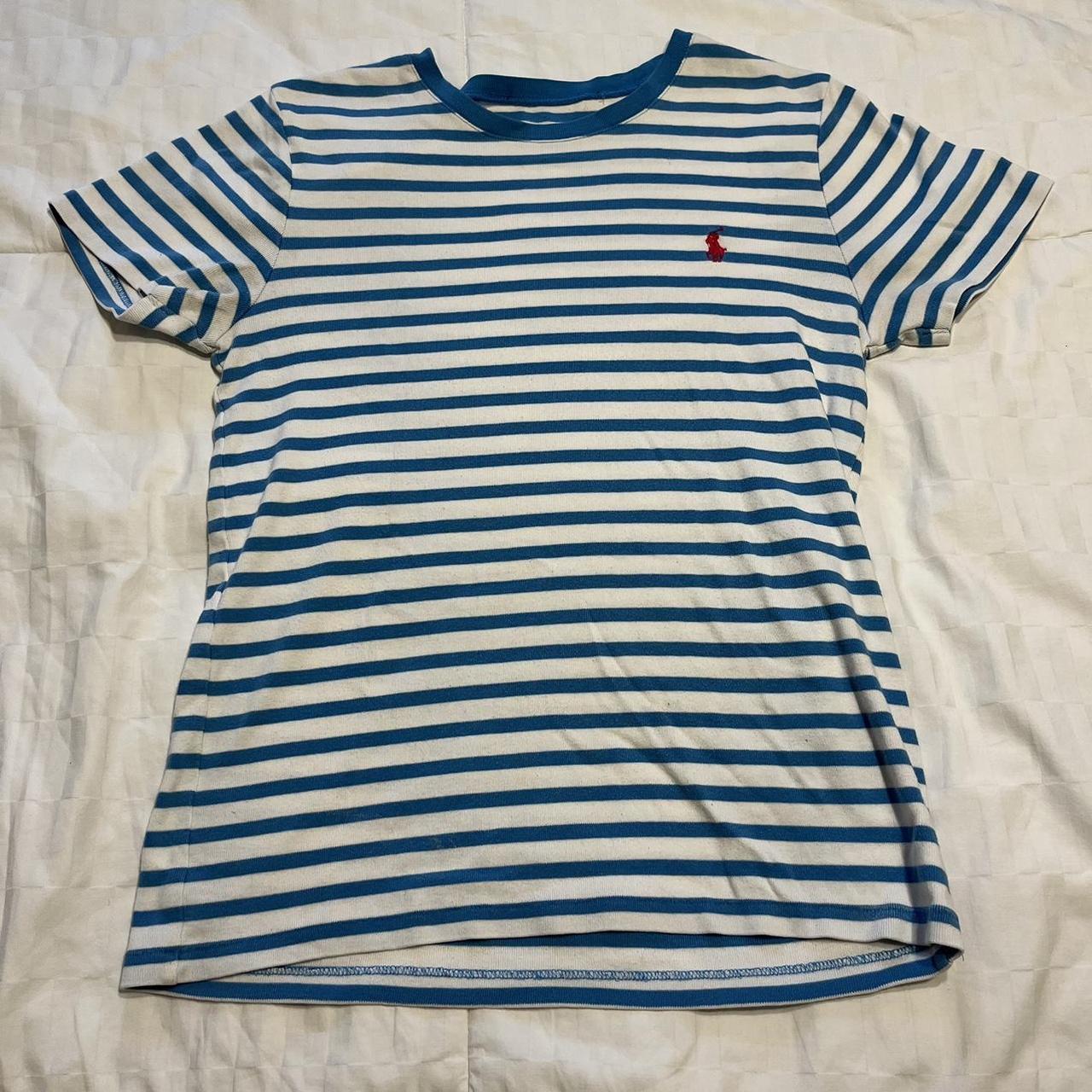 Ralph Lauren blue and white striped shirt no tag,... - Depop