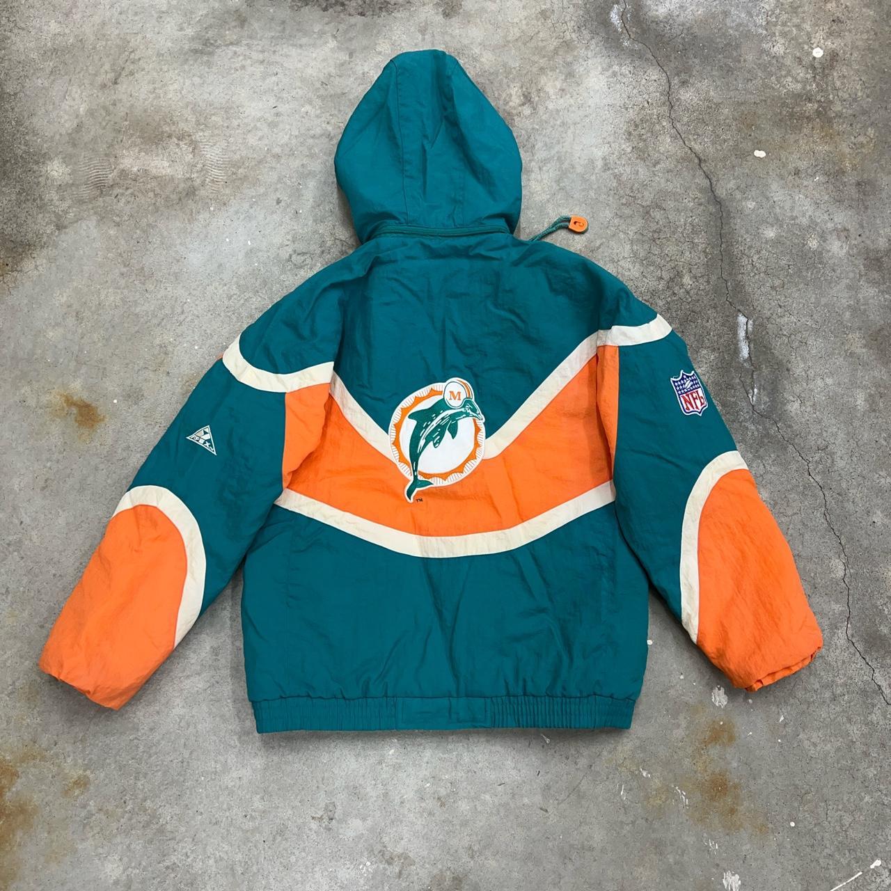 NFL Men's Orange and Green Jacket Depop
