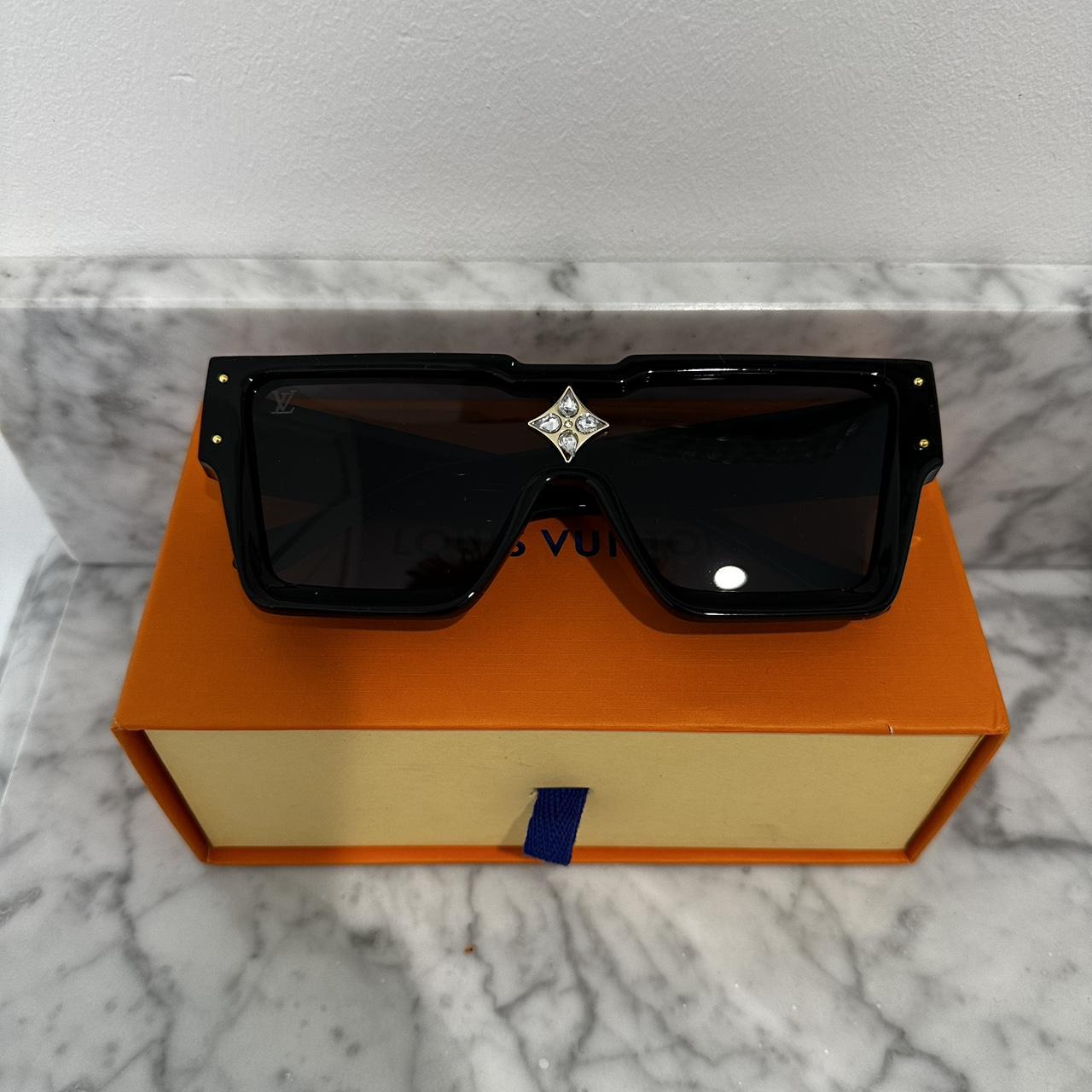 Louis Vuitton Men's Black and Gold Sunglasses Depop