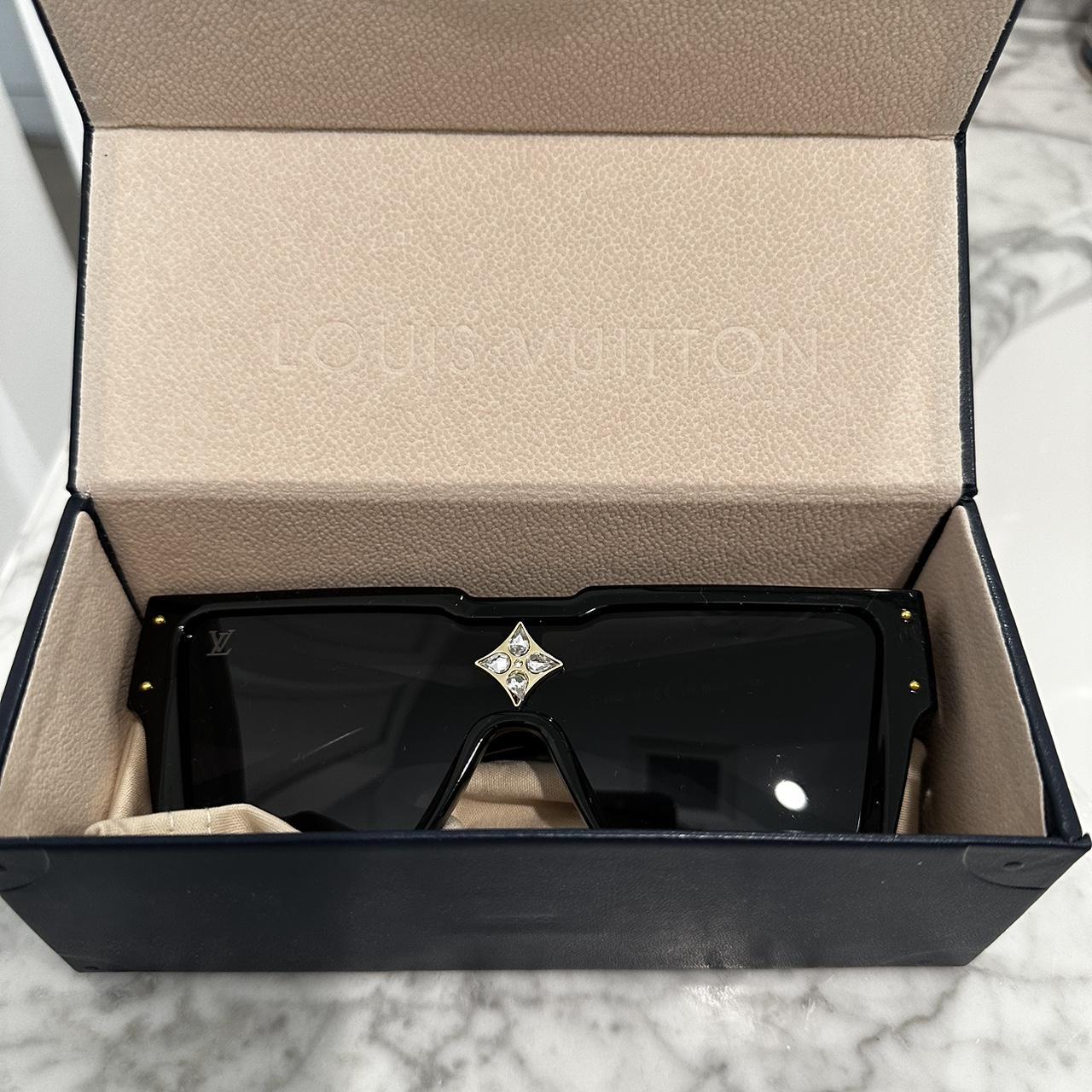 Louis Vuitton Men's Black and Gold Sunglasses Depop