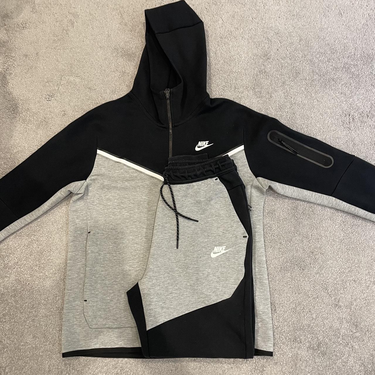 Nike black and grey tech fleece tracksuit Size... Depop