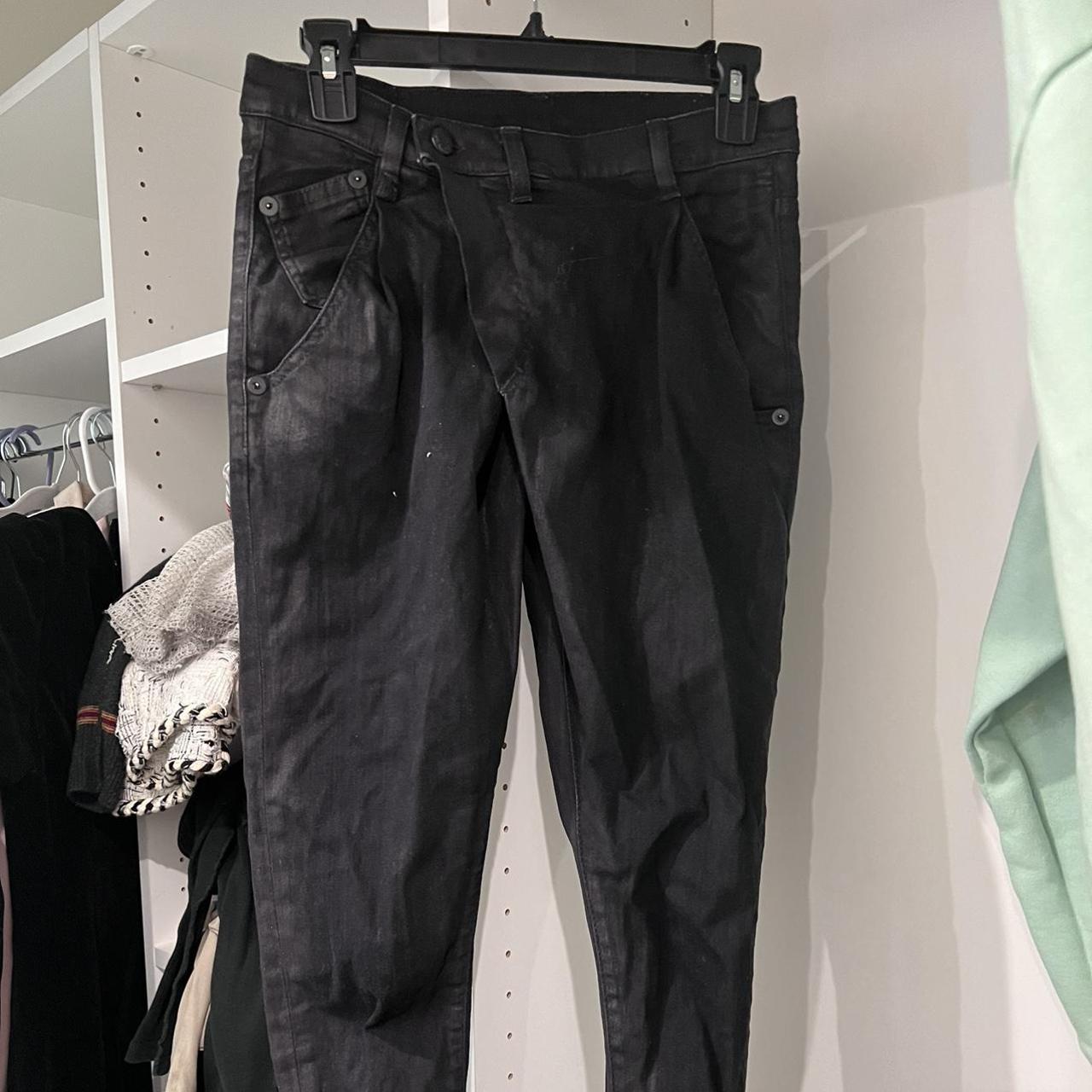 R13 Women s Black X Over Waxed Jeans Size Depop