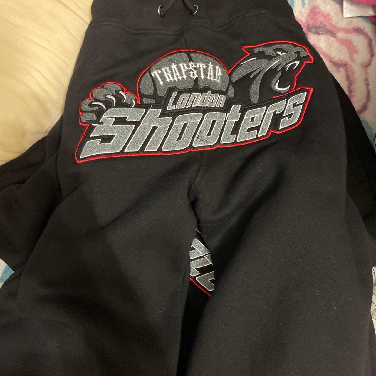 Trapstar Men's Black and Red Hoodie Depop