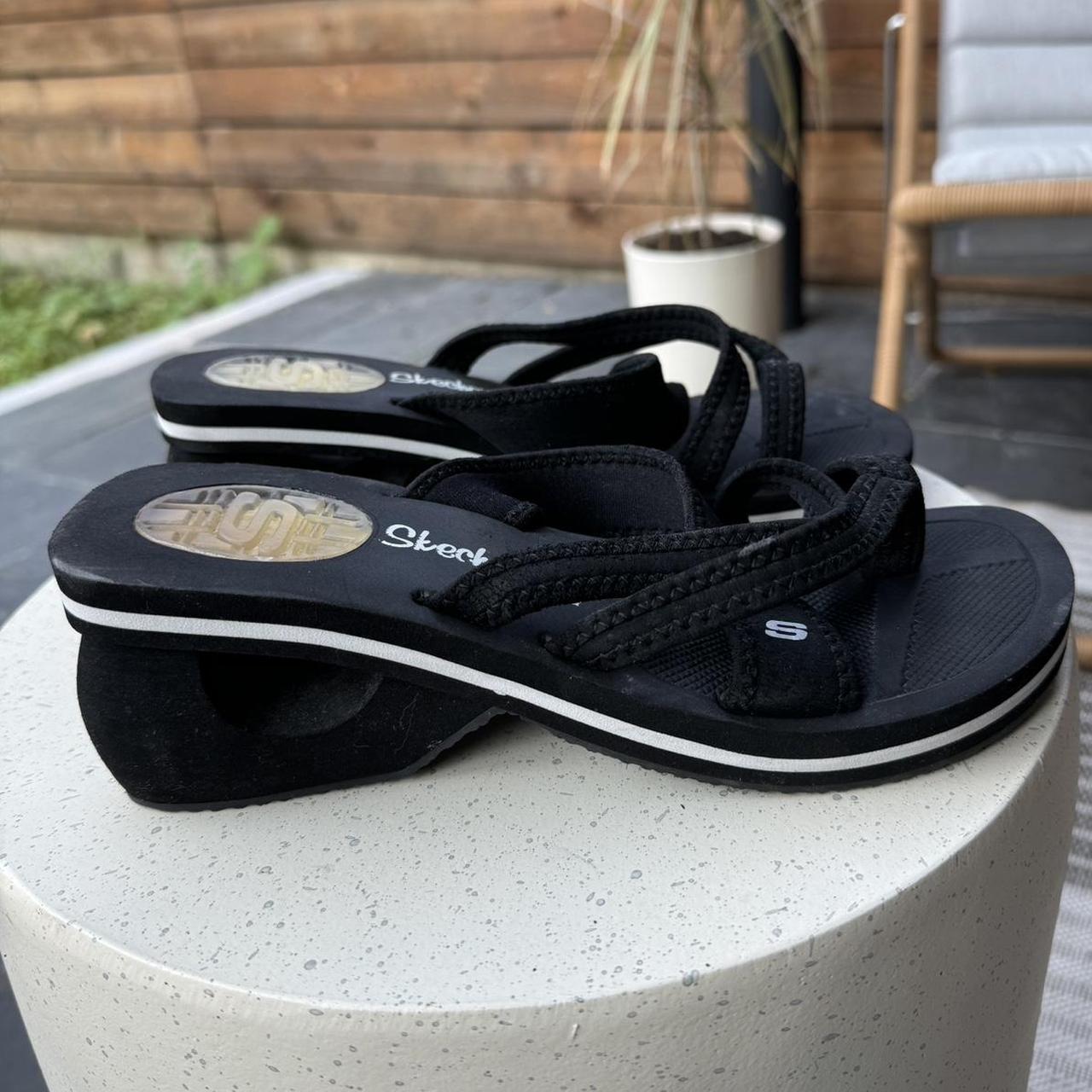 Black vintage platform strapped skechers sandals A. Depop