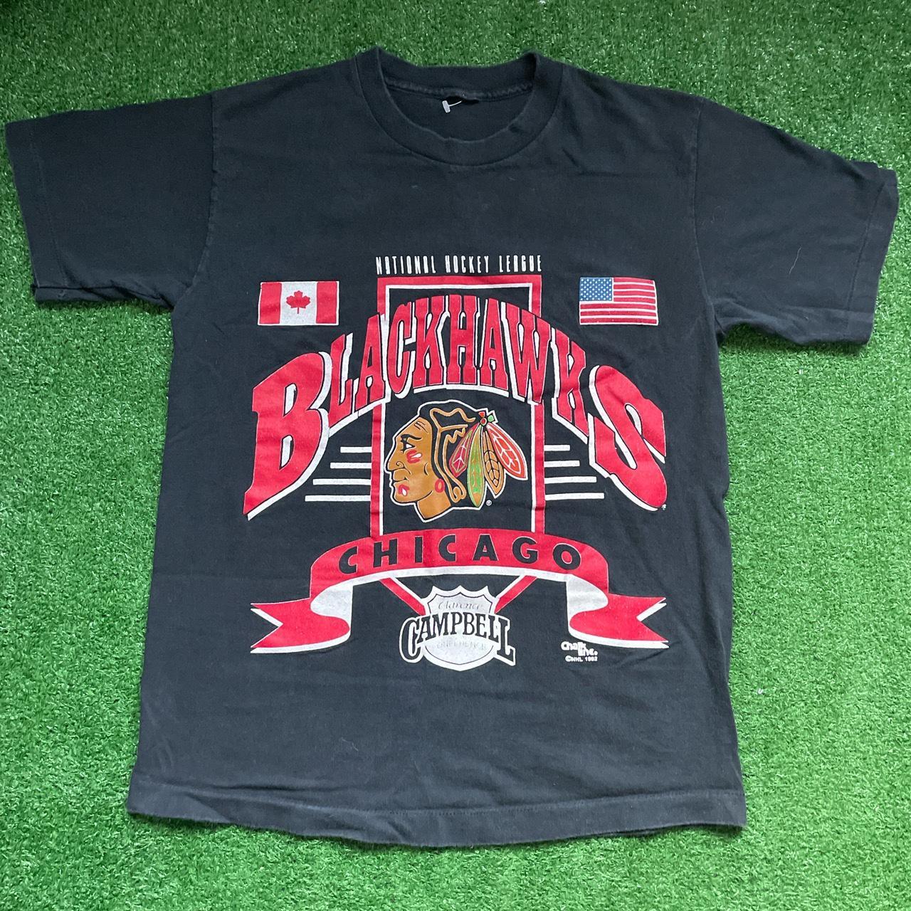 Vintage 1992 chalk line Chicago blackhawks tee!... - Depop