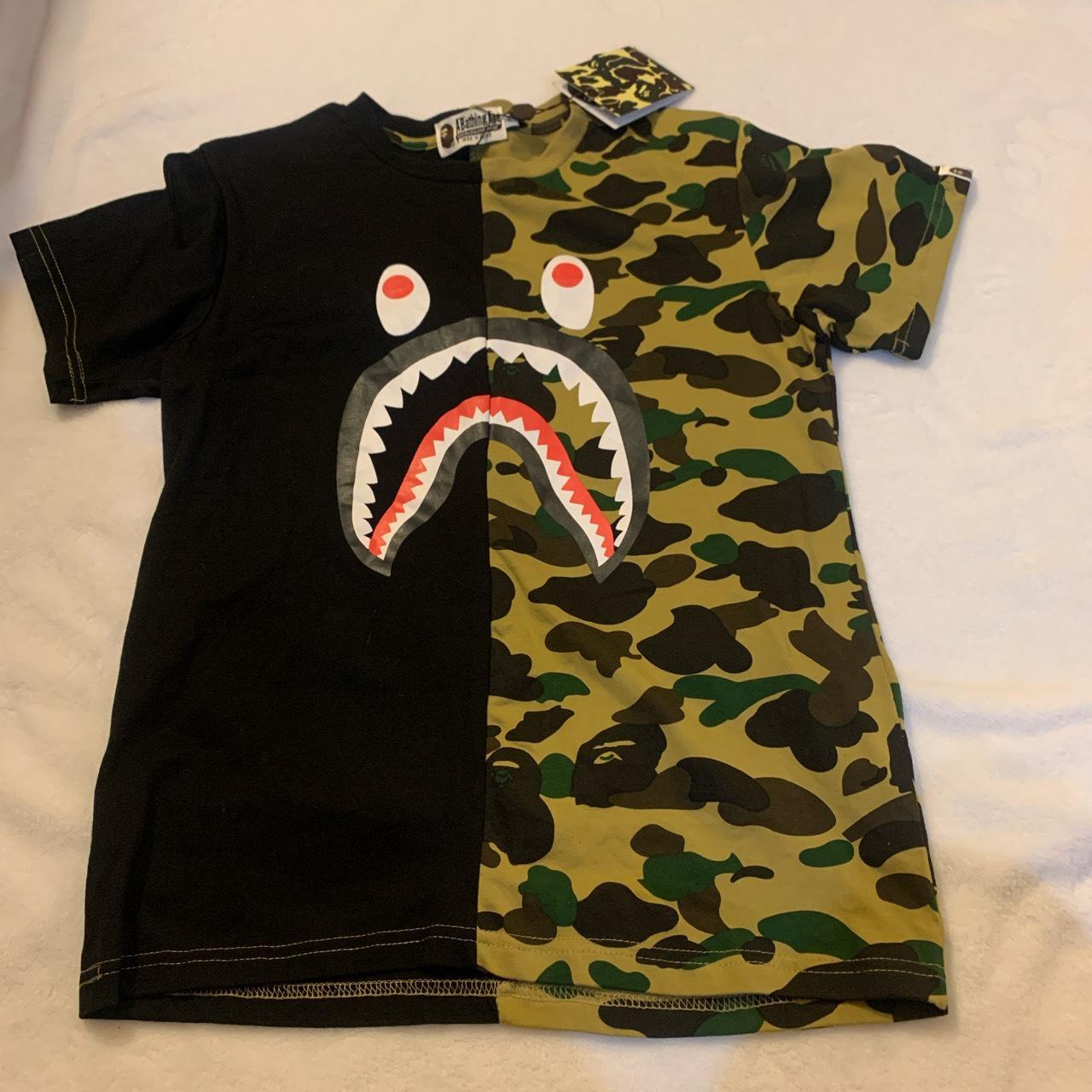 Bape half shark half best sale tiger tee