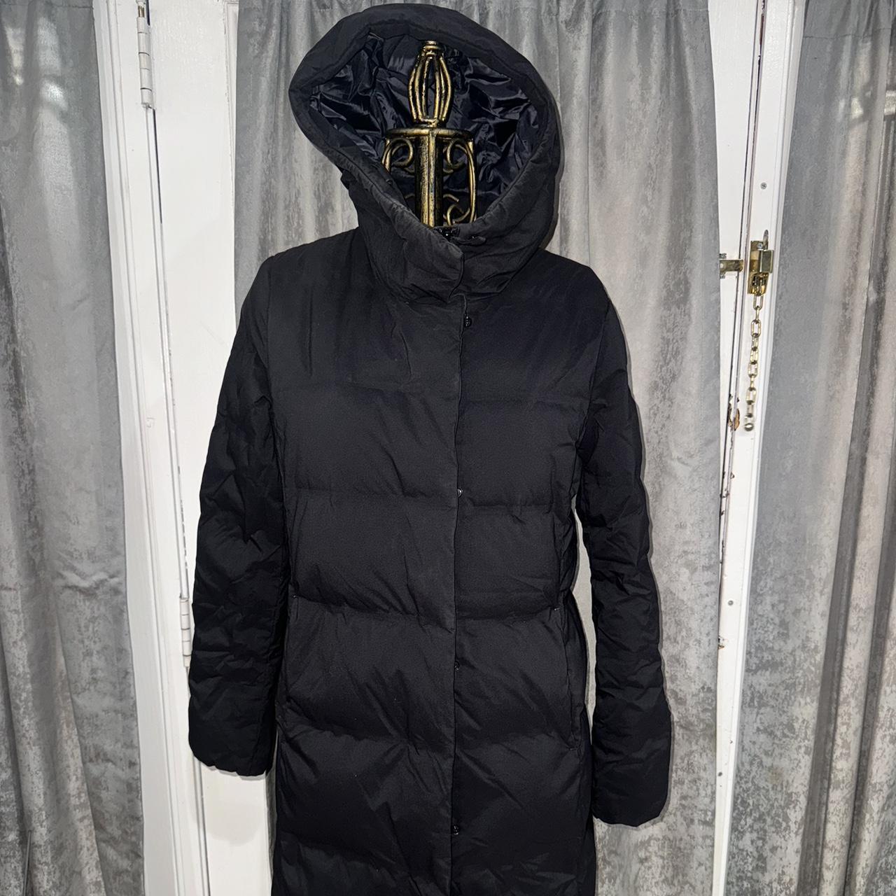 UNIQLO EXCELLENT CONDITION LONG BLACK PUFFER JACKET - Depop