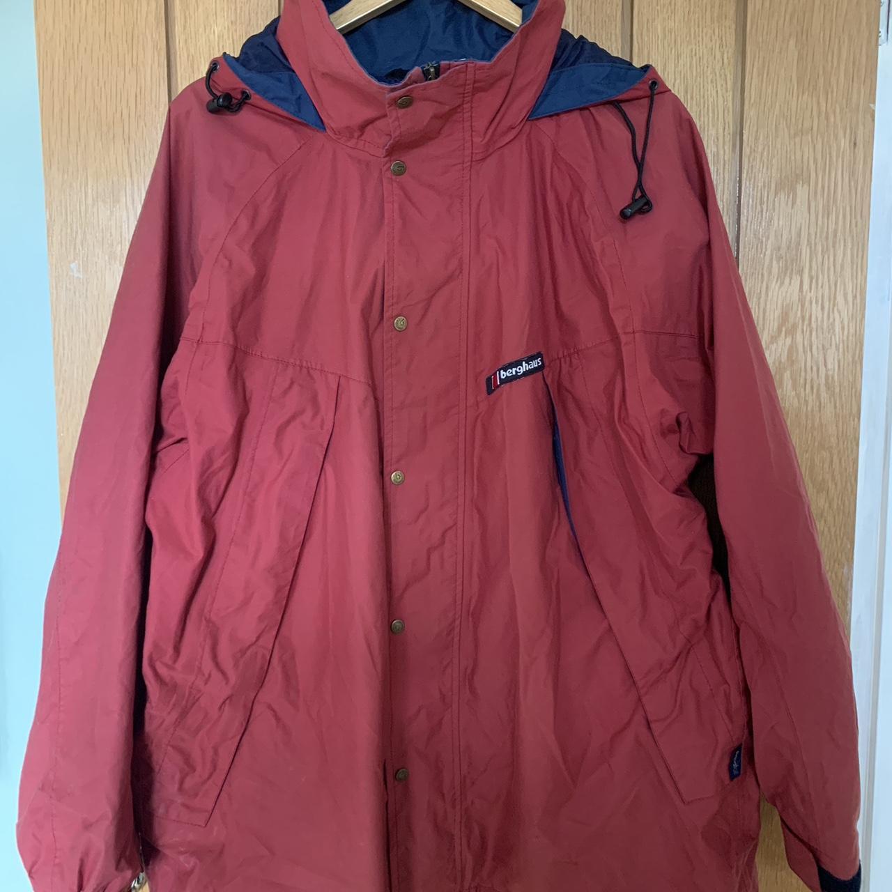 Berghaus red waterproof jacket with a hood. A little... - Depop