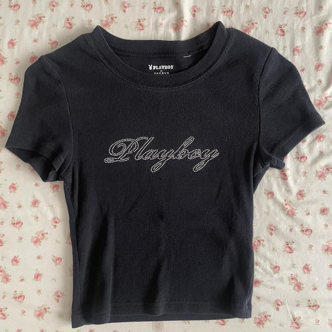 Playboy Women's Black Crop-top | Depop