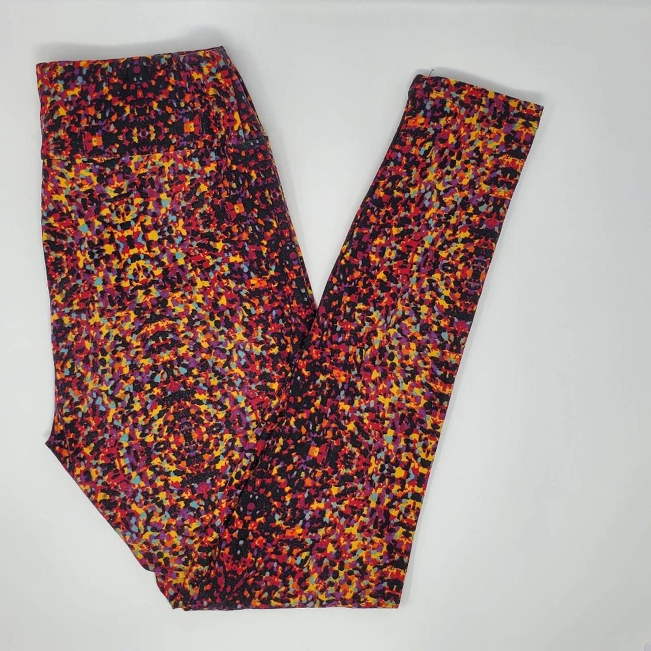 LuLaRoe Women's Red and Yellow Leggings | Depop