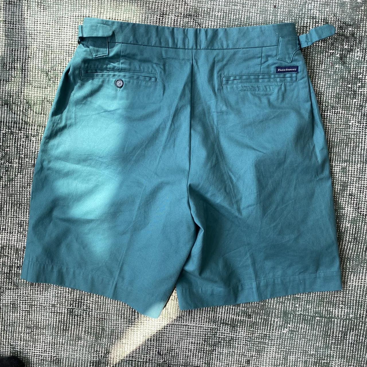 Mens pleated shorts Teal wide leg shorts with pleats... - Depop