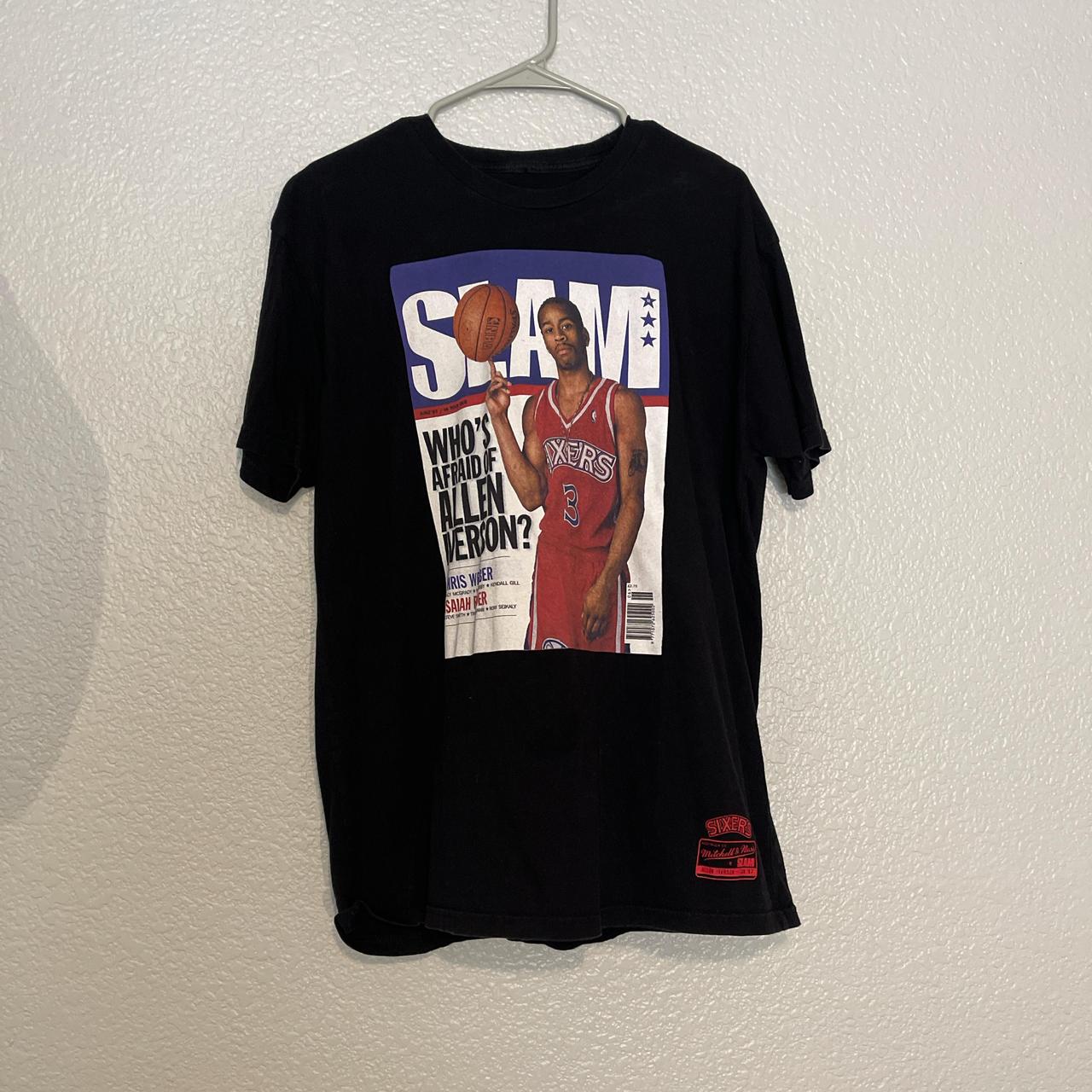 NBA Men's T-shirt Black XL – black slam allen iverson tee