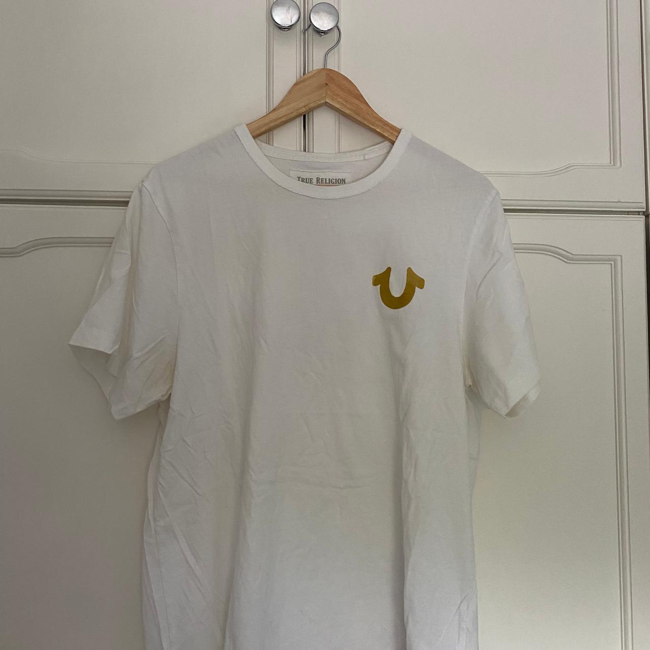 true religion white and gold t shirt