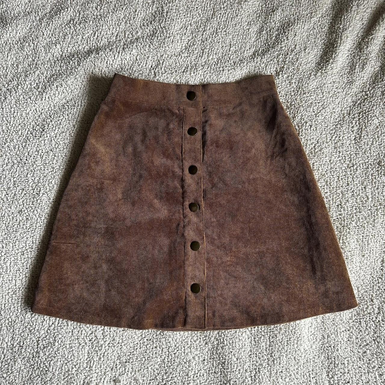 brown button up corduroy skirt ‧₊˚౨ৎ˚₊ ‧₊ •brand:... - Depop