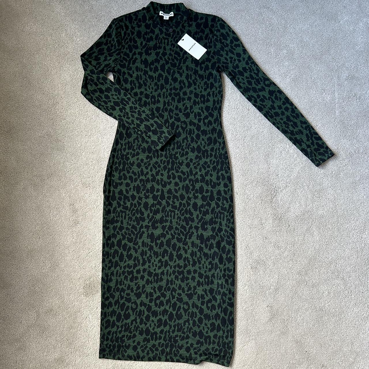 Whistles Women's Green and Black Dress Depop