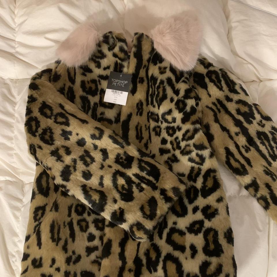 Topshop leopard outlet coat pink collar