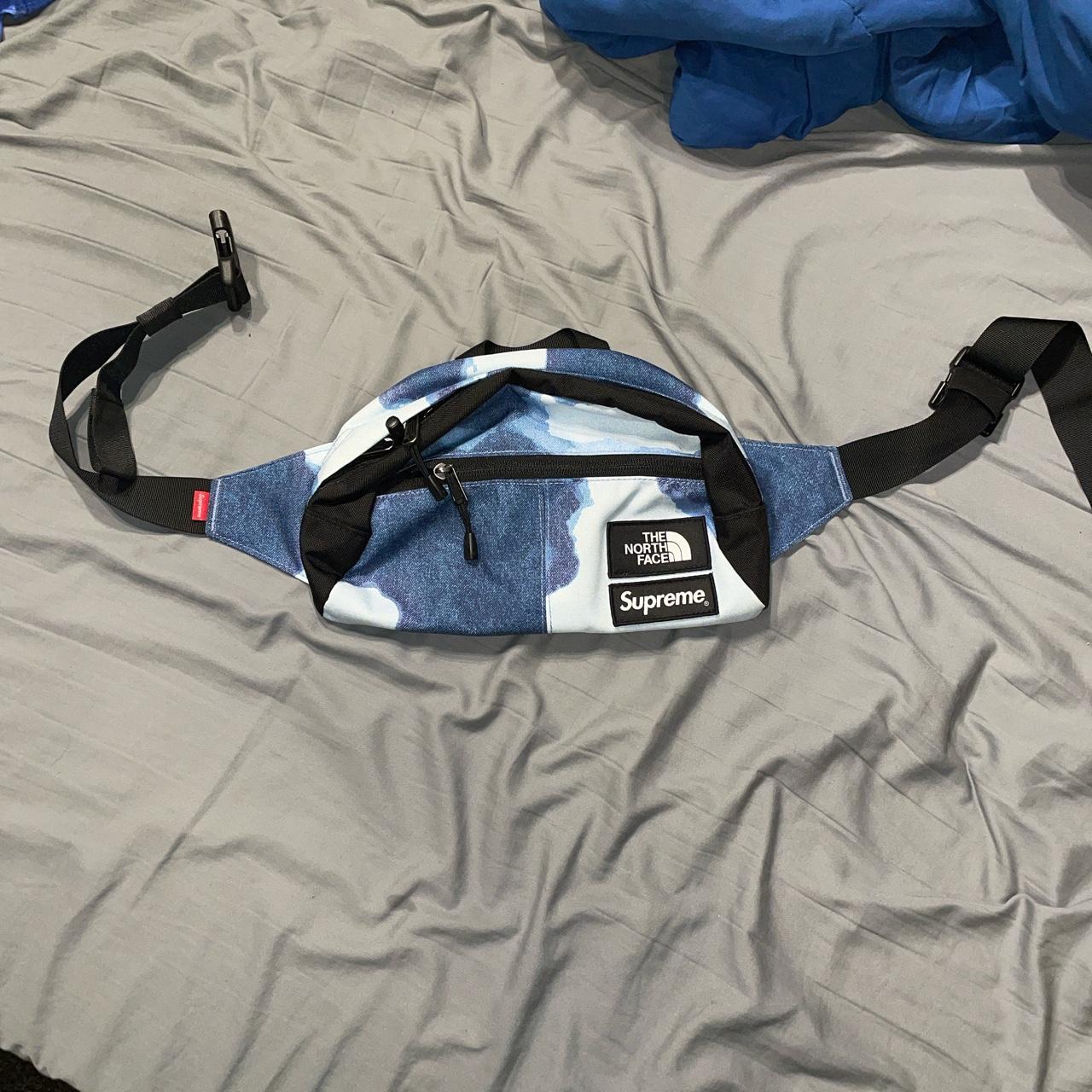 North Face Supreme Fanny Pack washed denim. - Depop