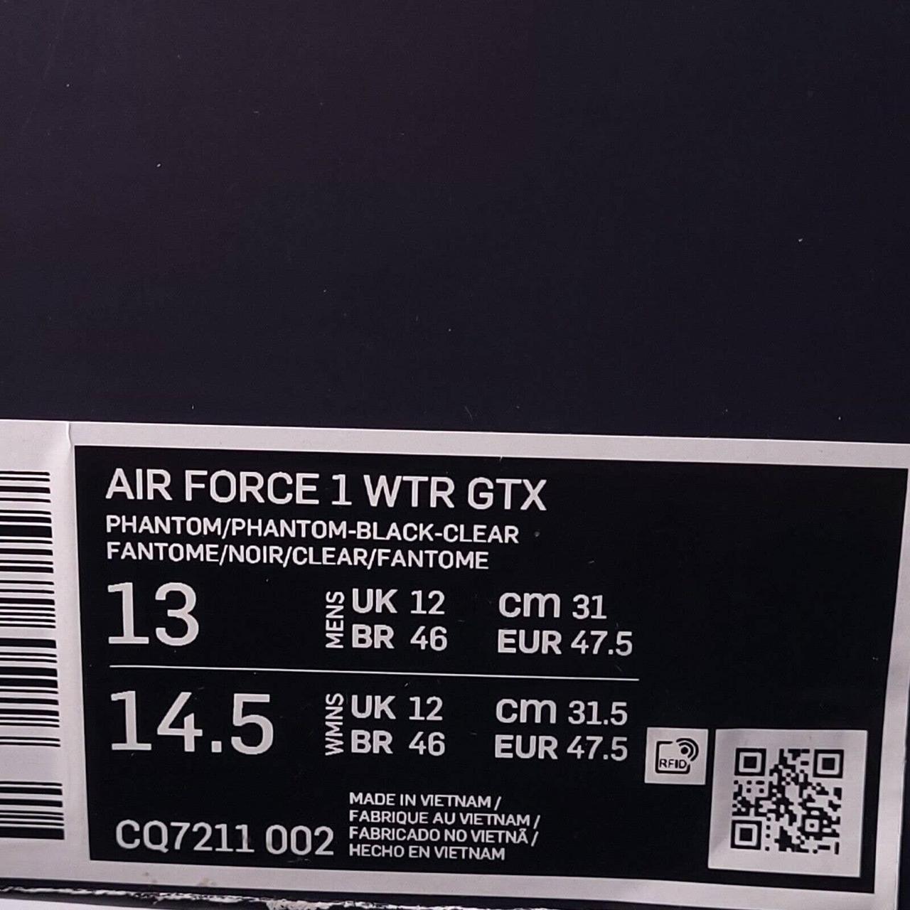 Air force 1 wtr gtx phantom outlet black  and  clear