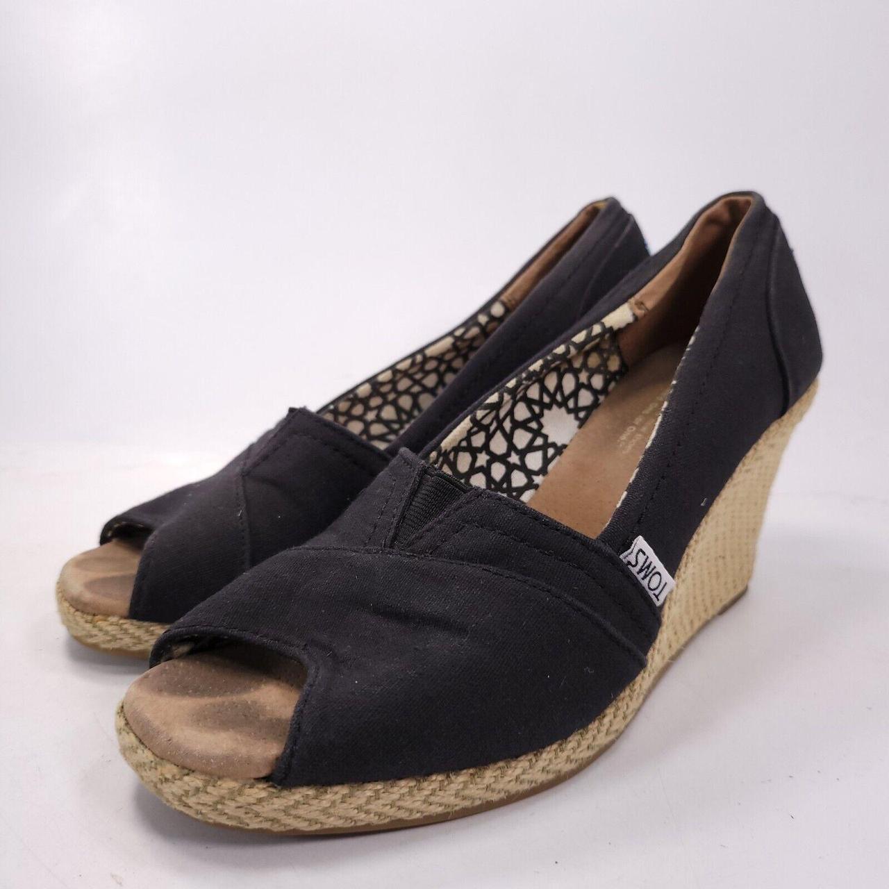 TOMS Women's Sandals Black/Tan US – Toms Casual Wedge Heel