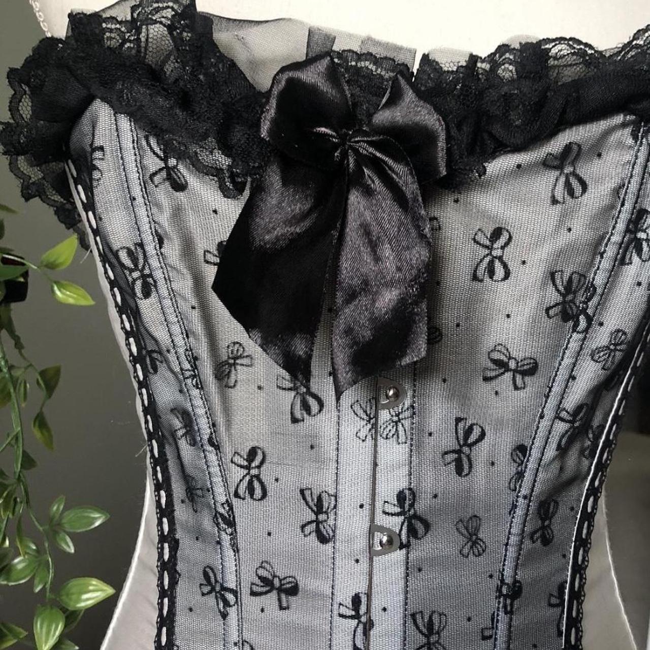 Adore Me Corset Black boned floral jacquard corset - Depop