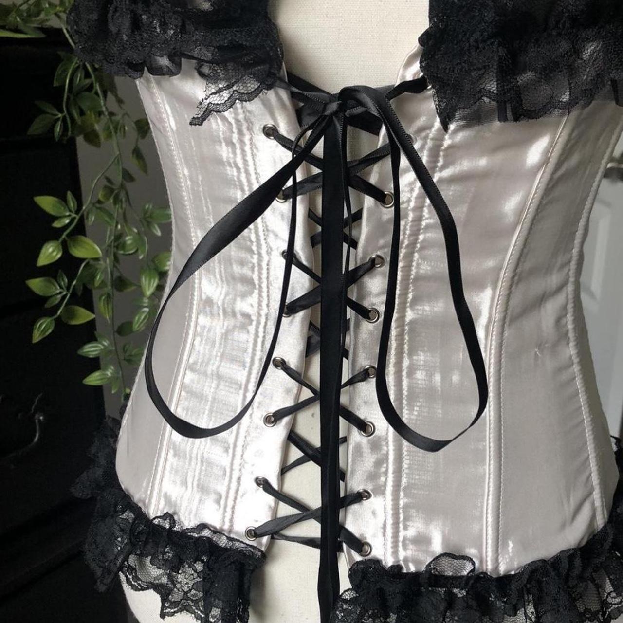 Adore Me Corset Black boned floral jacquard corset - Depop