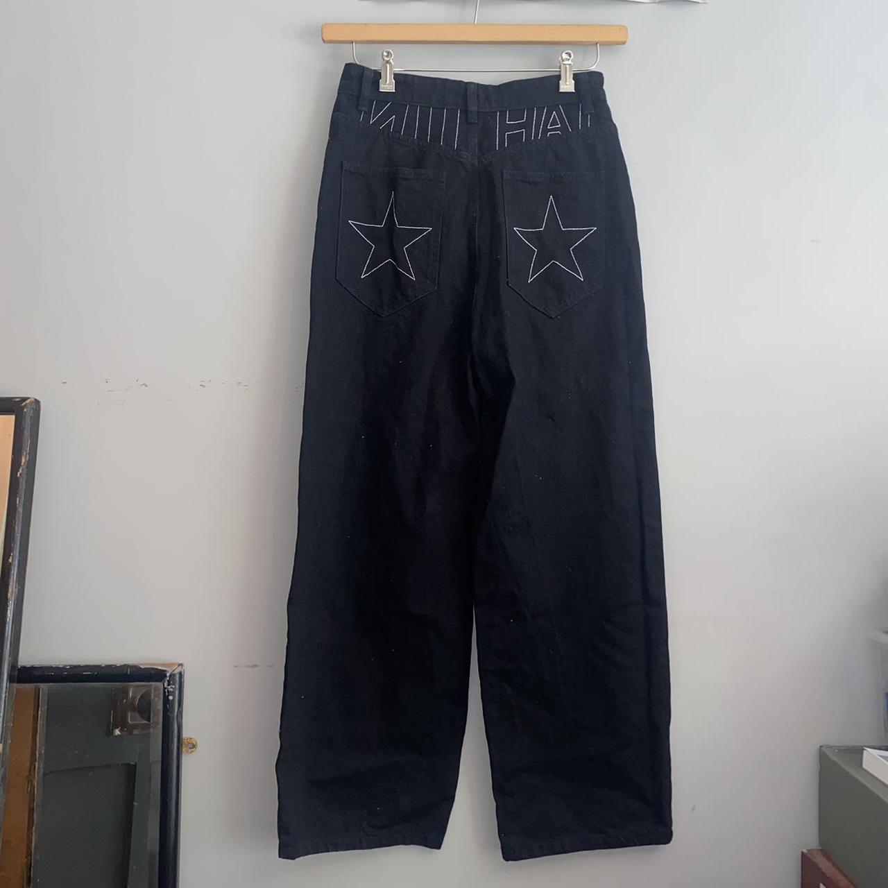 Black Niihai star embroidered baggy jeans NIIHAI... Depop