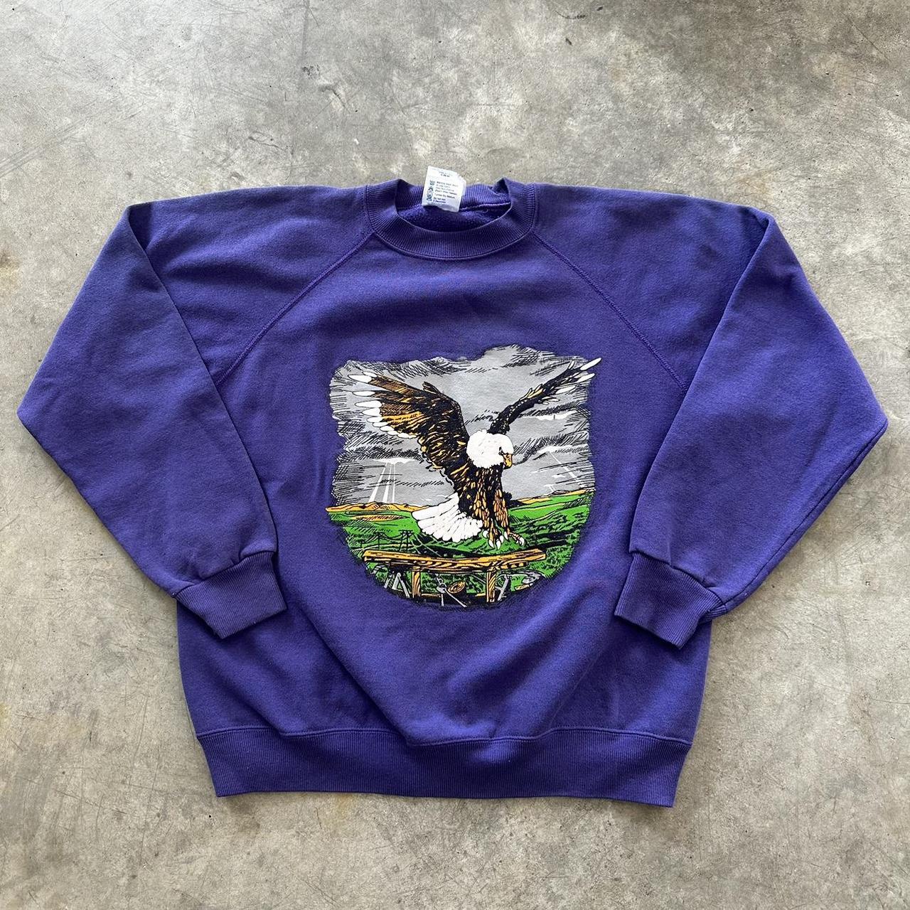 Vintage Bald Eagle Flying Graphic Crewneck Size... - Depop