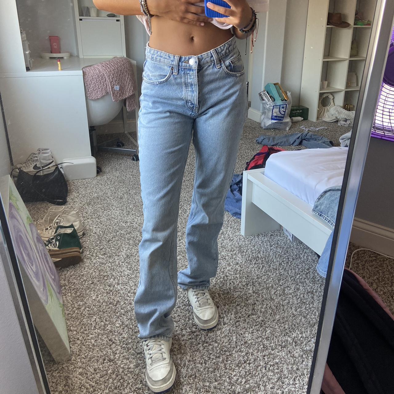 mid rise light wash zara jeans perfect for back to... Depop