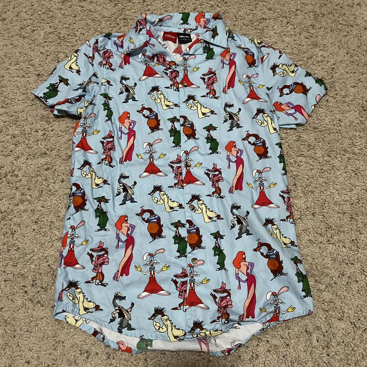 Cakeworthy Roger Rabbit button up shirt size unisex... - Depop
