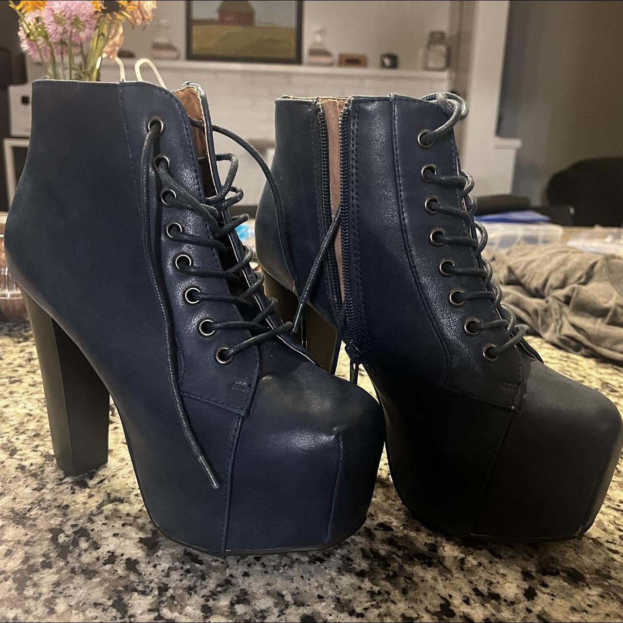 navy blue thick heels