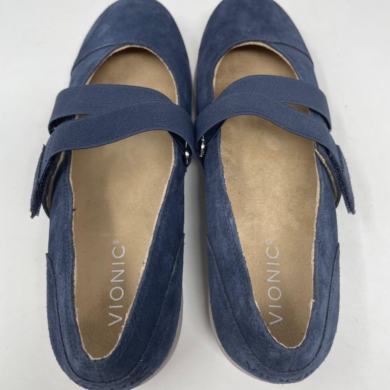 Vionic Shelby Blue Suede Mary Jane Flats. Size... Depop