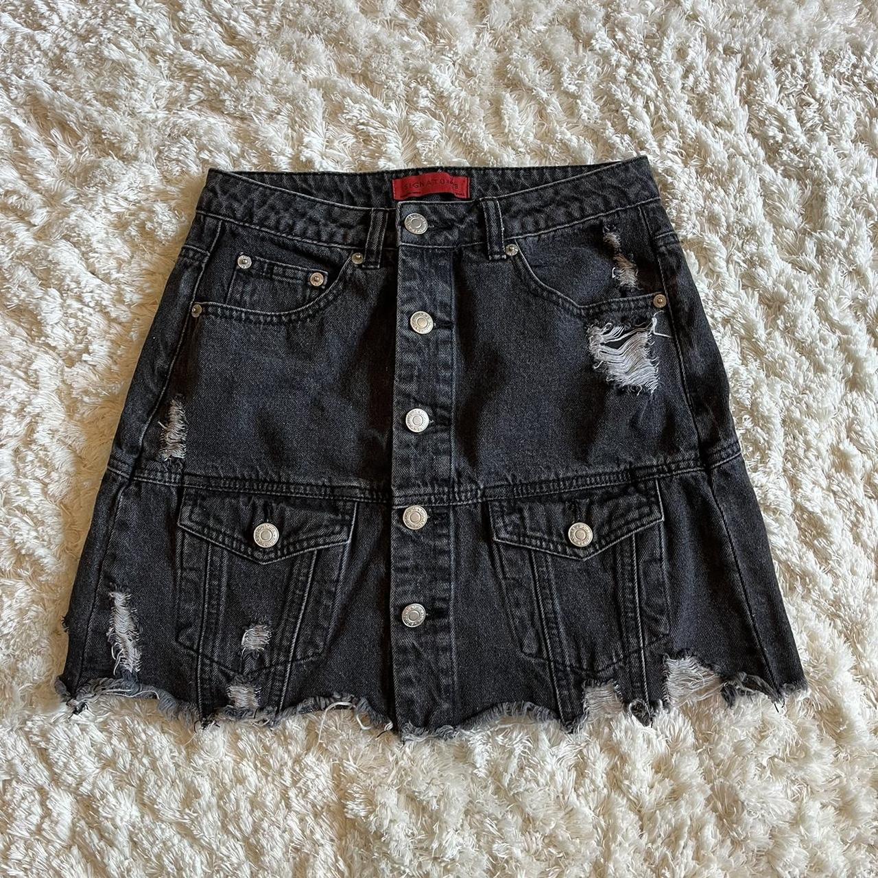 The most perfect distressed denim skirt Signature 8 Depop