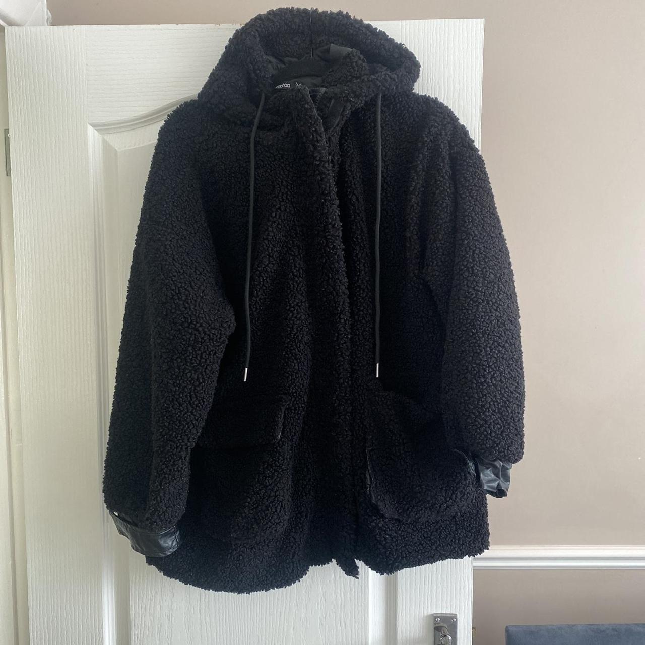 Black Teddy Bear Coat. Size 8. Velcro is coming... - Depop